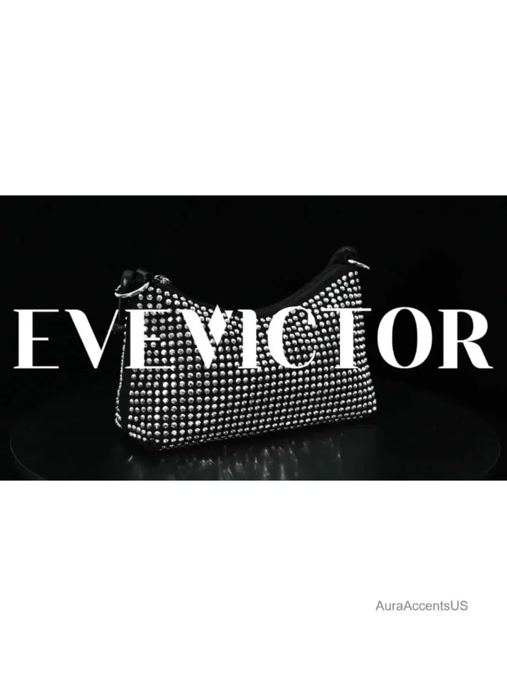Rhinestone Hobo Bag for Women, Sparkly Crossbody Clutch with Chain, Party